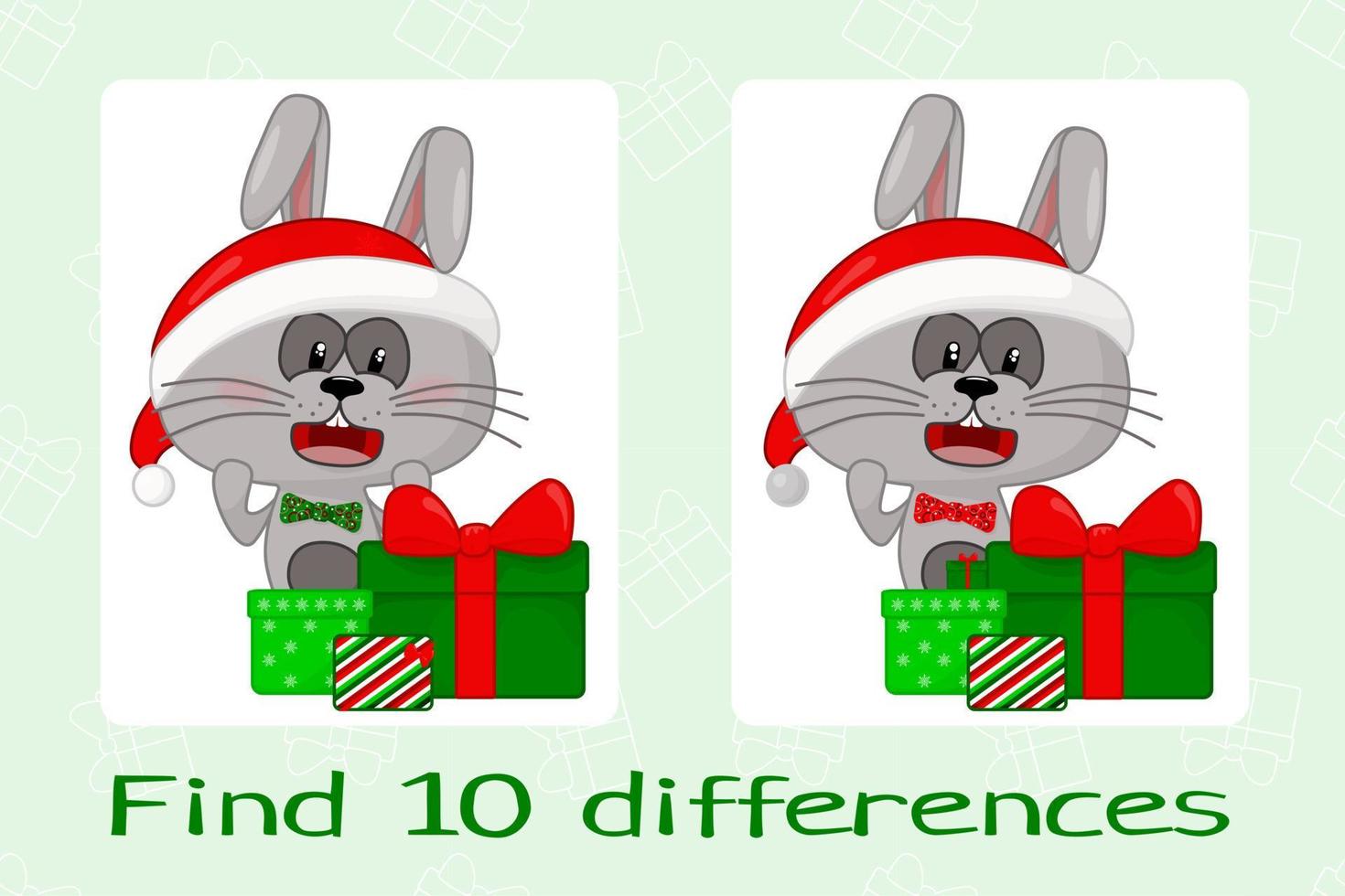 Rabbit gifts Find ten differences vector