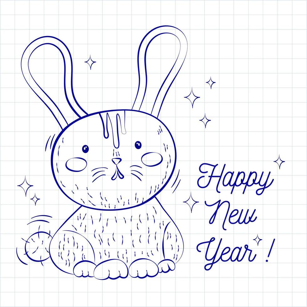 cuaderno pluma conejo año nuevo vector