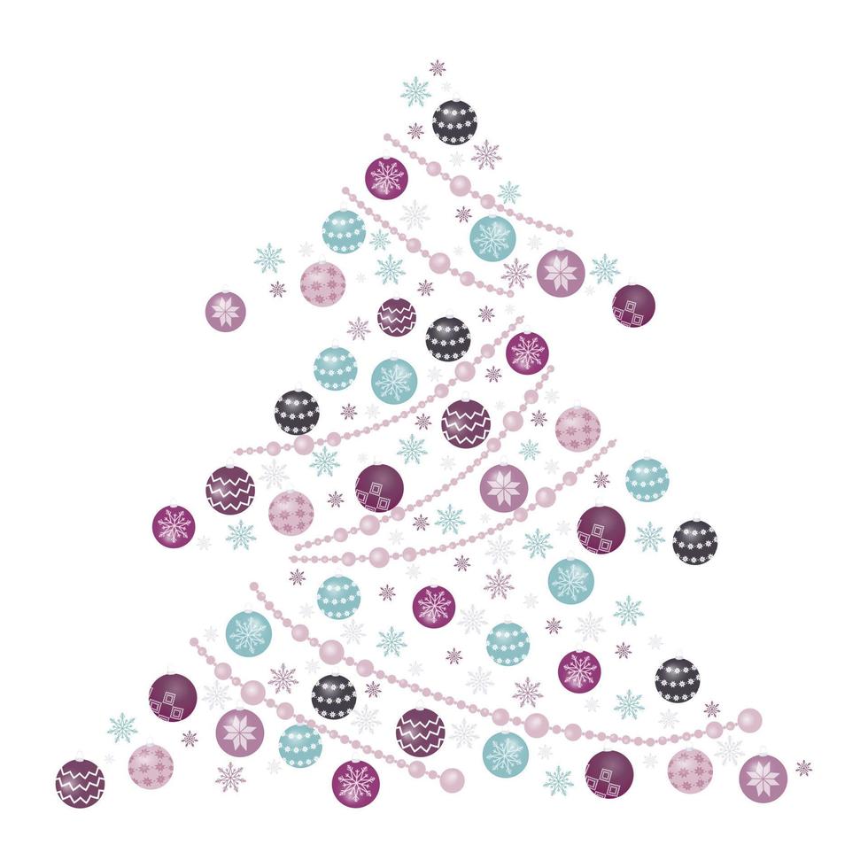 New Year tree made of Christmas balls vector