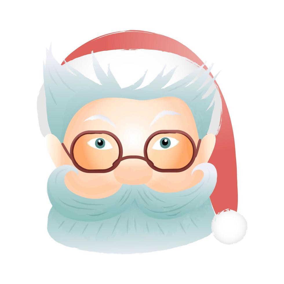 New Year Watercolor Santa with glasses vector