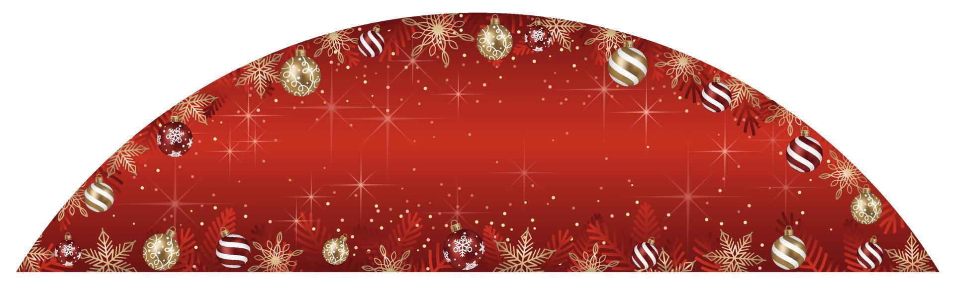Abstract Vector Arch Frame Illustration With Christmas Balls And Luminous Red Background Isolated On A White Background.