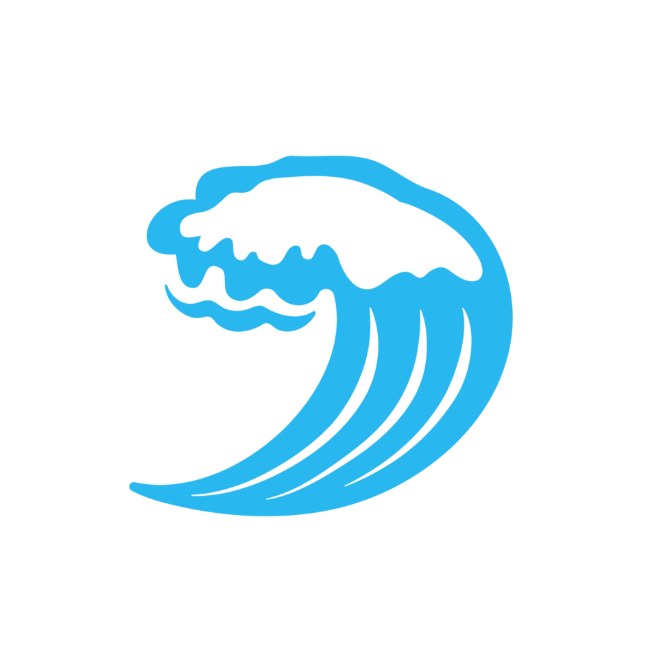 blauw watergolflijnpictogram in de zee png