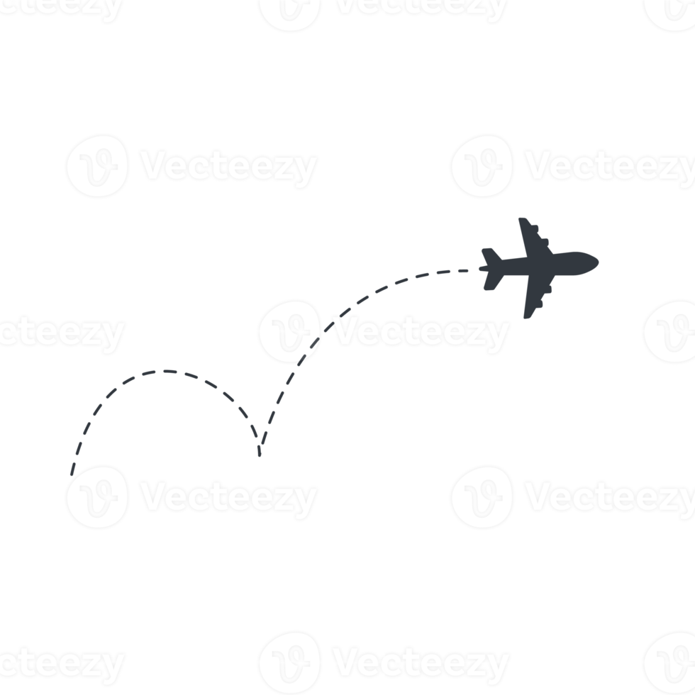 vliegtuig routes reizen icoon. reizen van begin punt en stippel lijn traceren. png