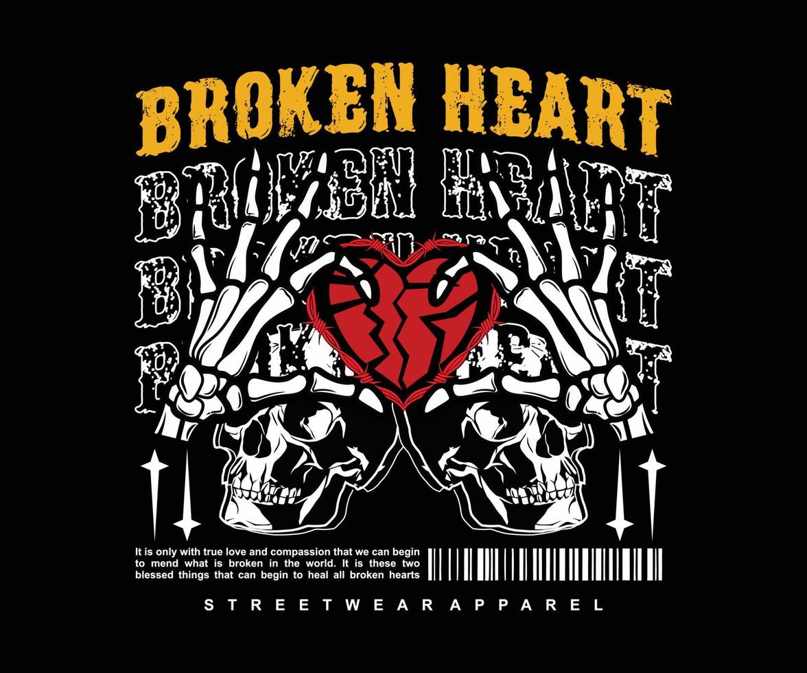 broken heart t shirt design, vector graphic, typographic poster or tshirts street wear and urban style