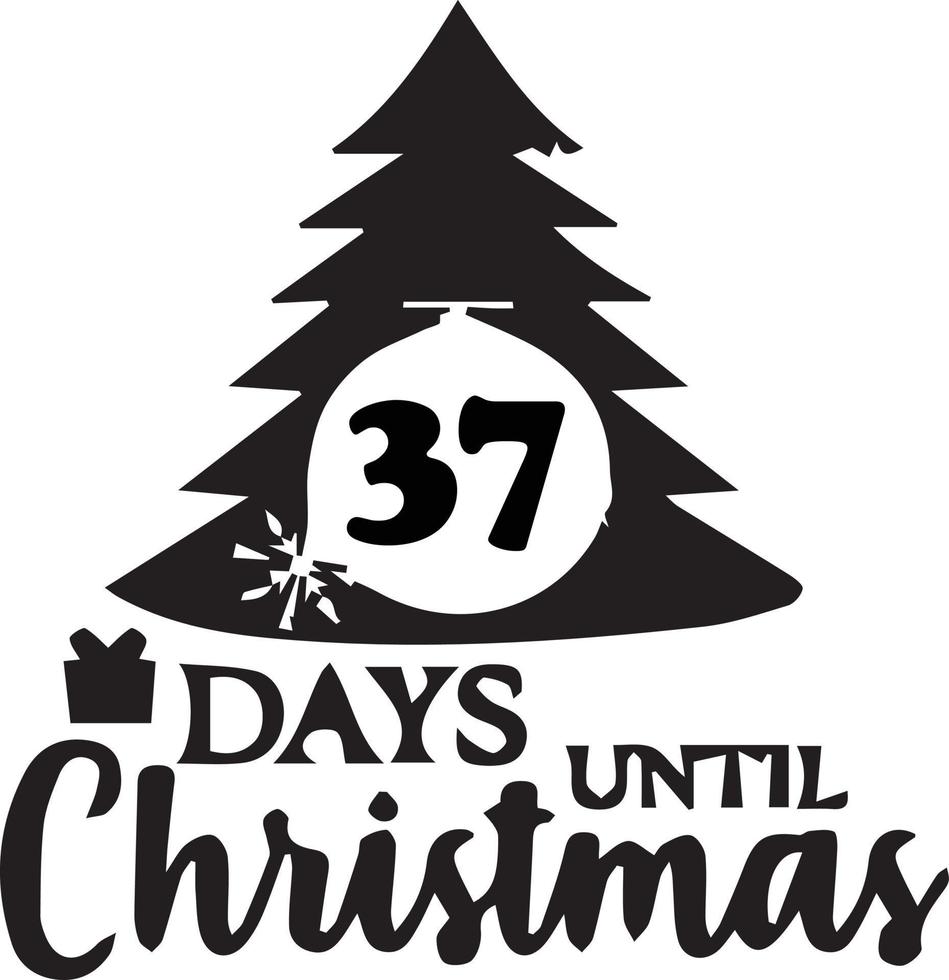 37 Days until Christmas simplistic black and white design vector