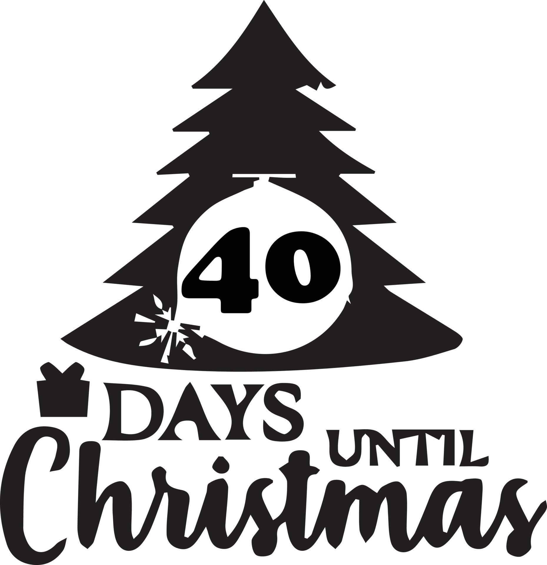 40 Days until Christmas simplistic black and white design 14488184