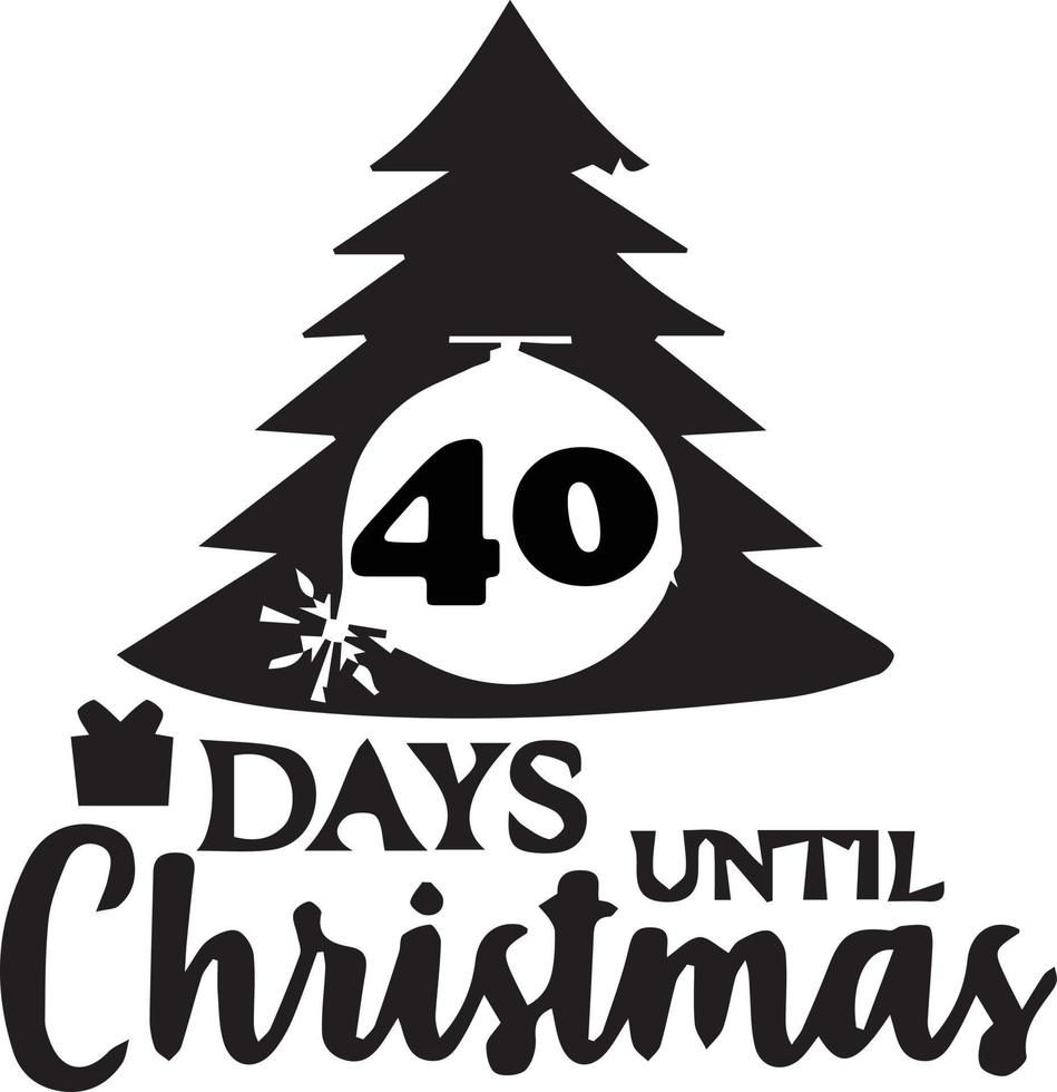 40 días hasta navidad diseño simplista en blanco y negro vector