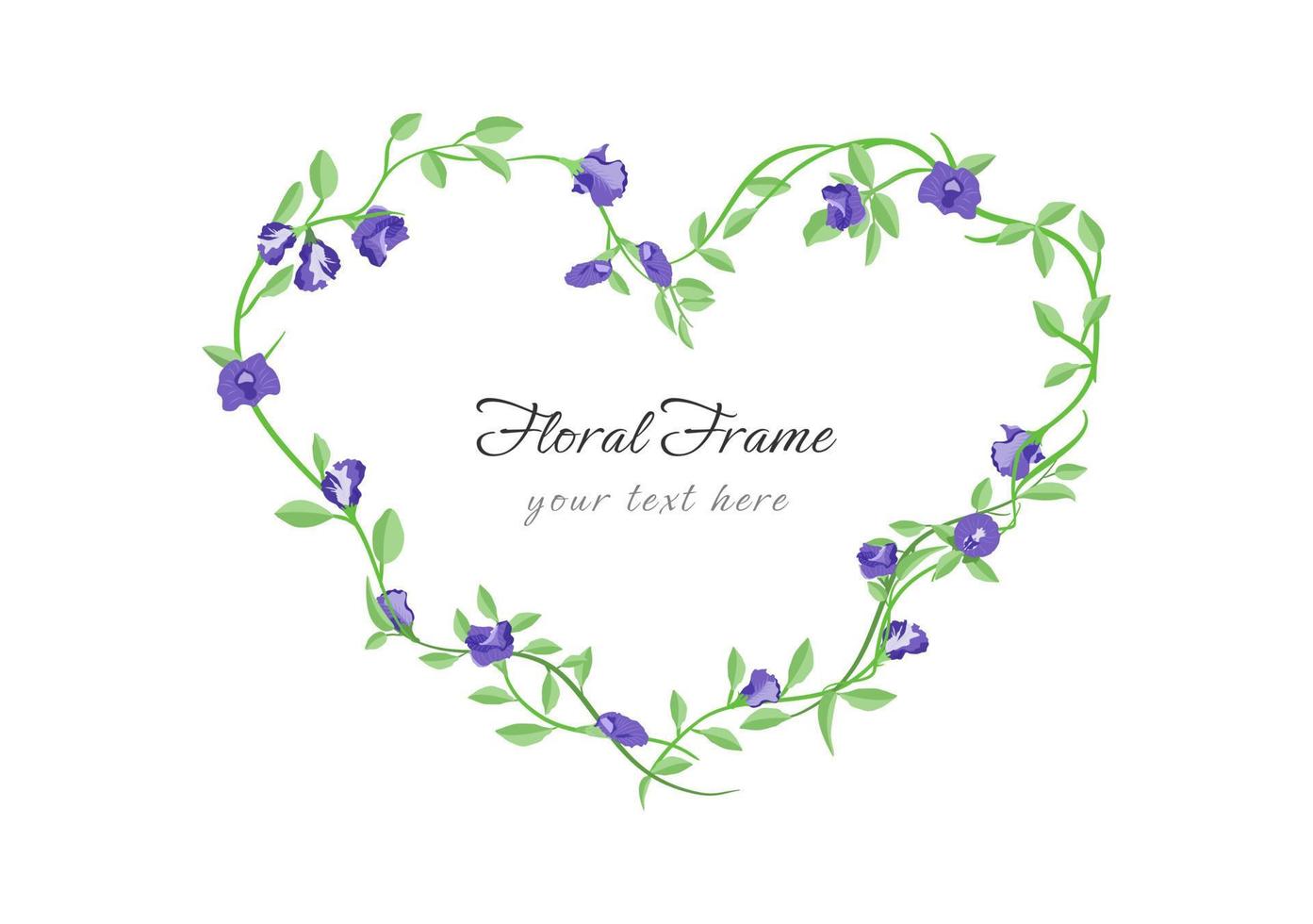 butterfly pea flower in heart frame isolated on white background vector