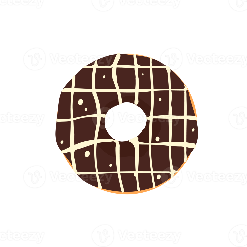 Donut-Kreis-Donuts mit bunten Löchern, die mit köstlicher Schokolade überzogen sind. png