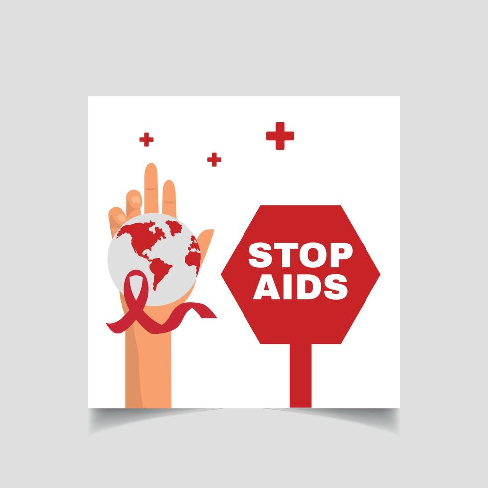Aids day social media post design template vector