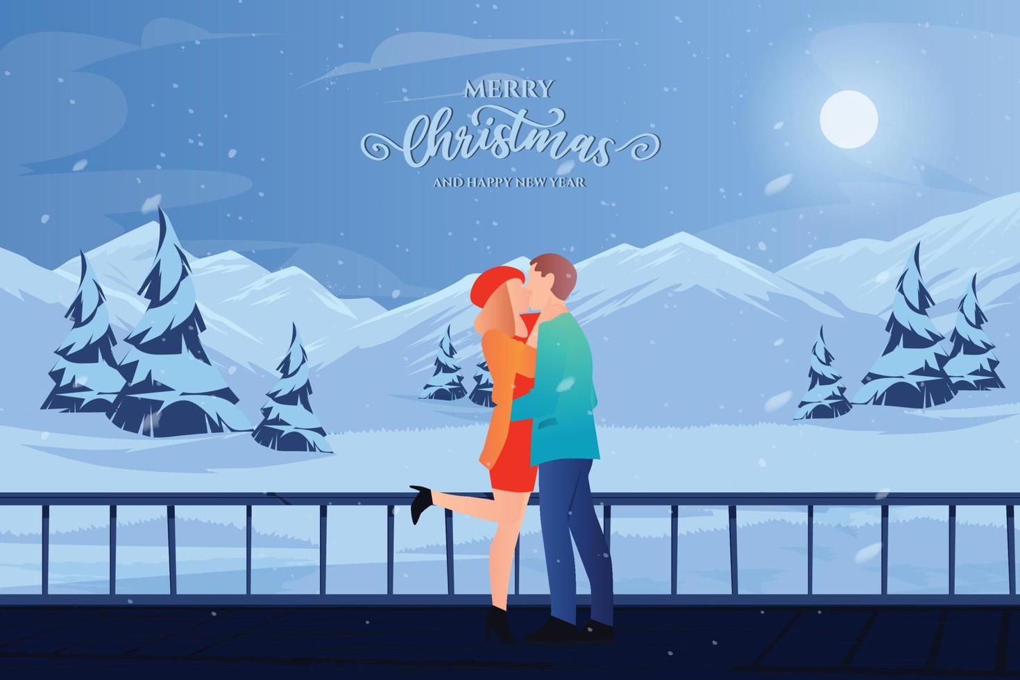 diseño de tarjeta de felicitación de feliz navidad y feliz año nuevo con santa claus en trineo ilustración de invierno acogedor vector