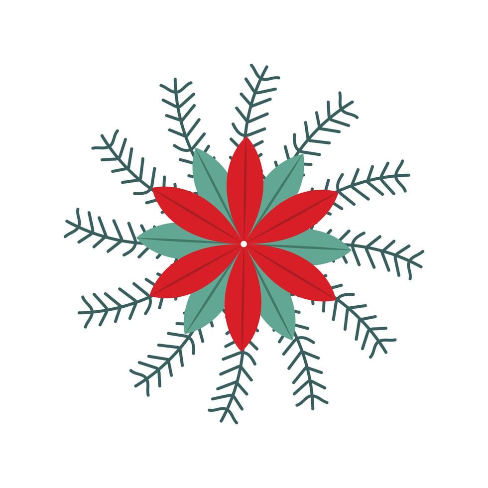 flor de navidad, plantas de invierno, colección floral de navidad. colección de elementos de diseño de invierno para navidad, año nuevo, vacaciones de invierno. flores dibujadas a mano, hierbas, ramas. vector