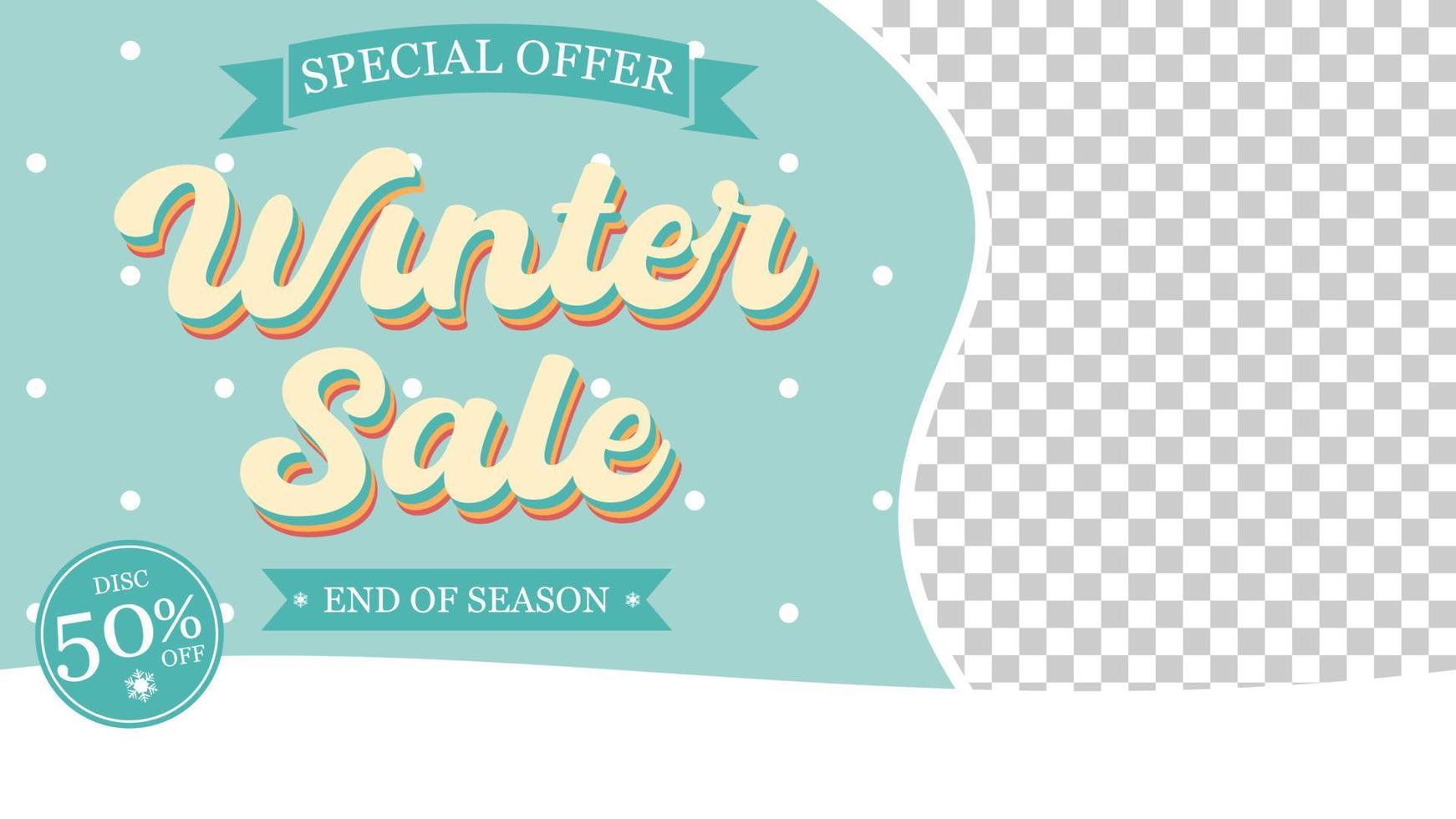 Winter Sale Snow Banner Retro Vintage Style. Simple Background Vector Illustration. Suitable for poster, cover, web, social banner, or flyer