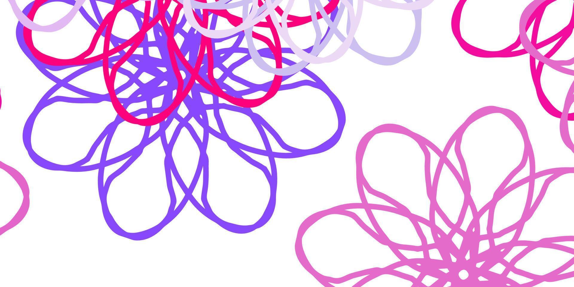 Fondo de doodle de vector azul claro, rojo con flores.