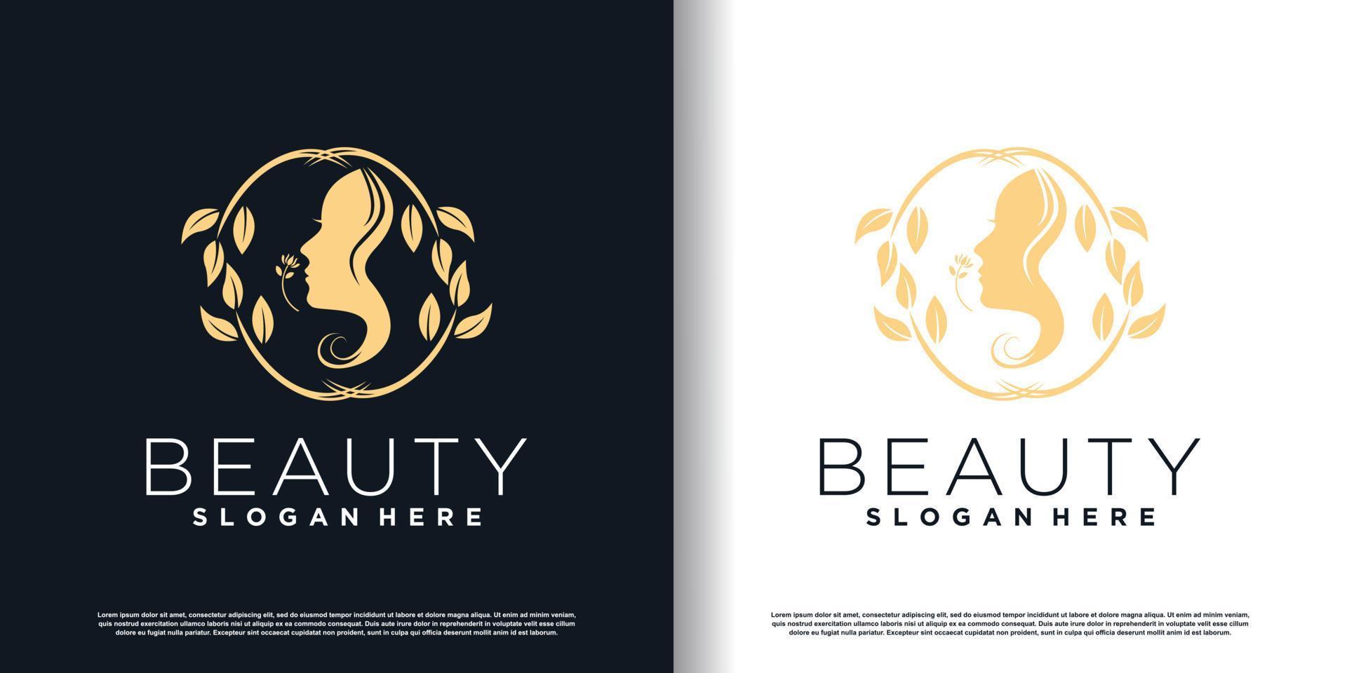 logotipo de belleza con vector premium de diseño creativo