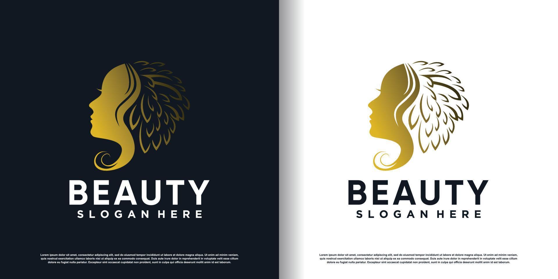 logotipo de belleza con vector premium de diseño creativo