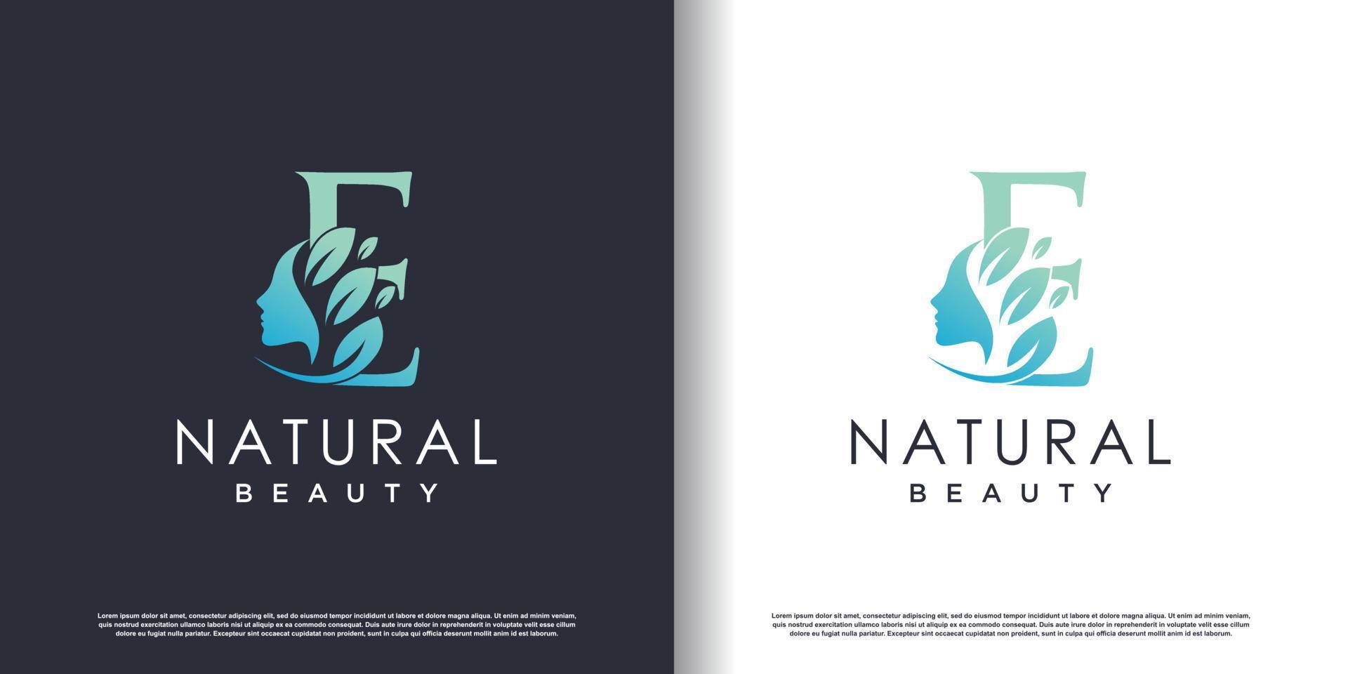 Nature beauty logo template with letter e concept Premium Vector