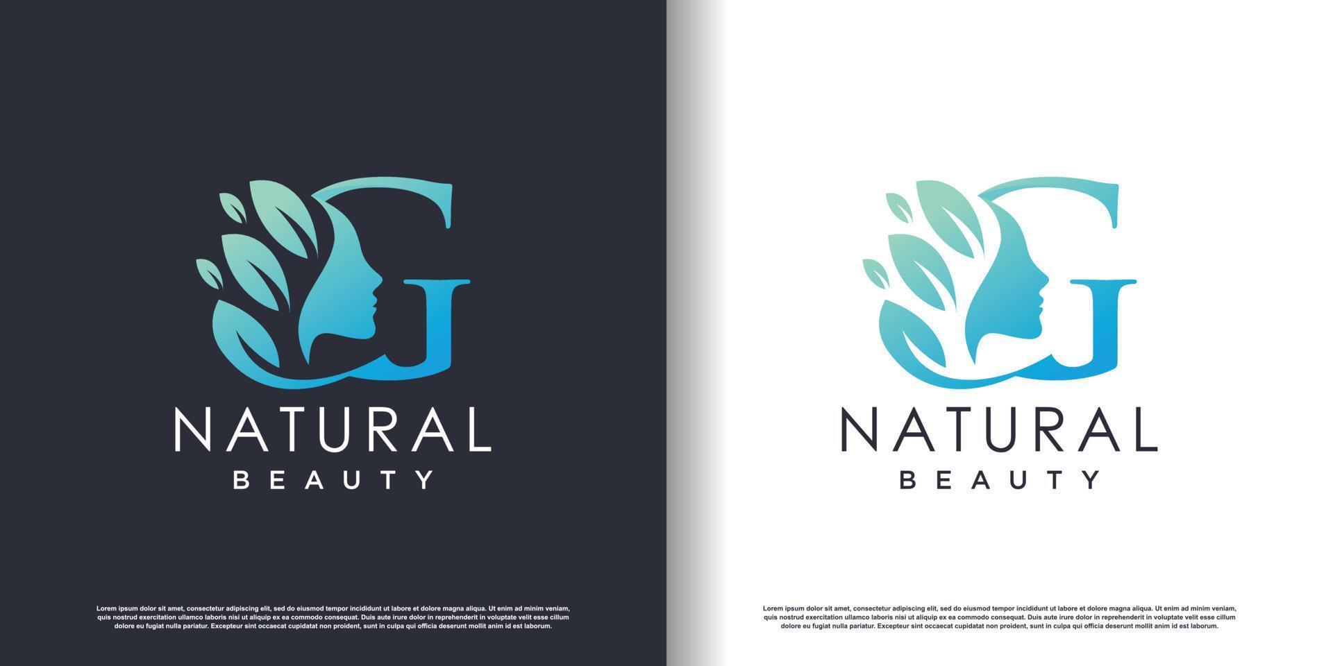 Nature beauty logo template with letter g concept Premium Vector