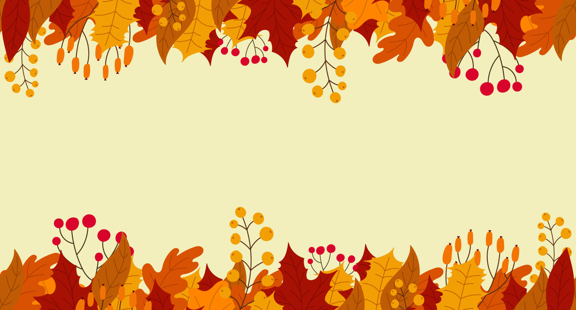 Background with leaves and berries in the fall. Hello autumn seamless ...