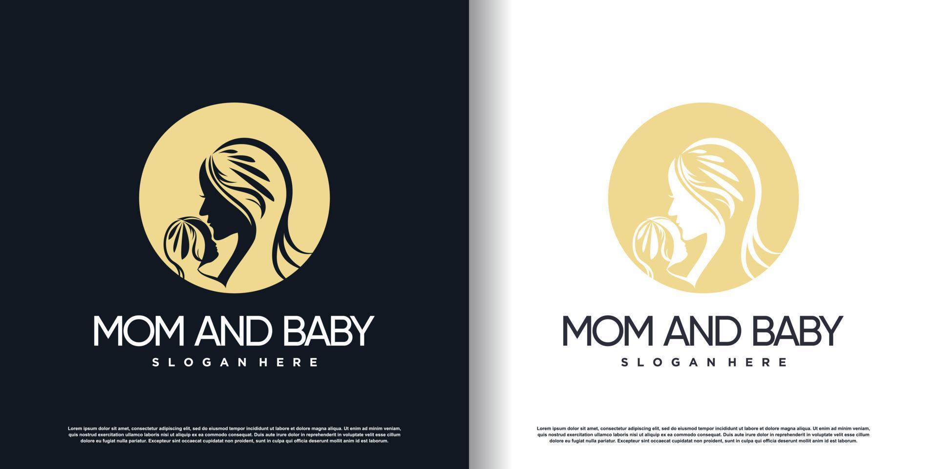 Mom and baby logo design with creative concept Premium Vector