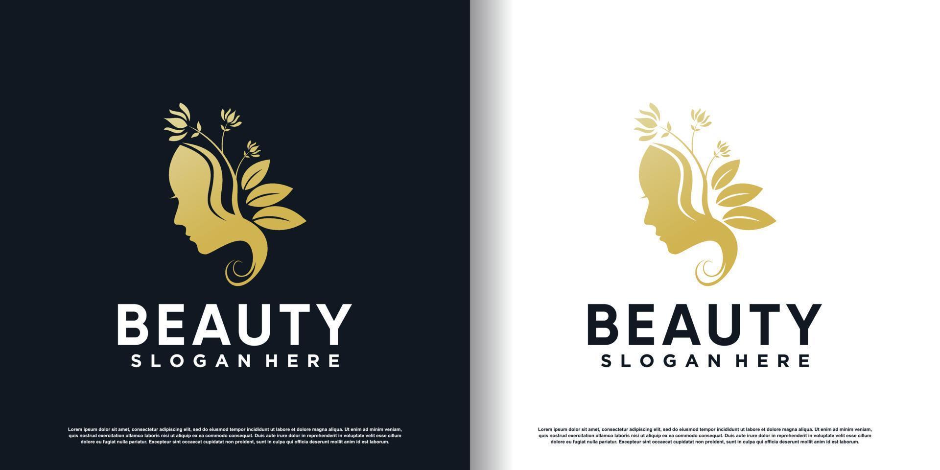 logotipo de belleza con vector premium de diseño creativo