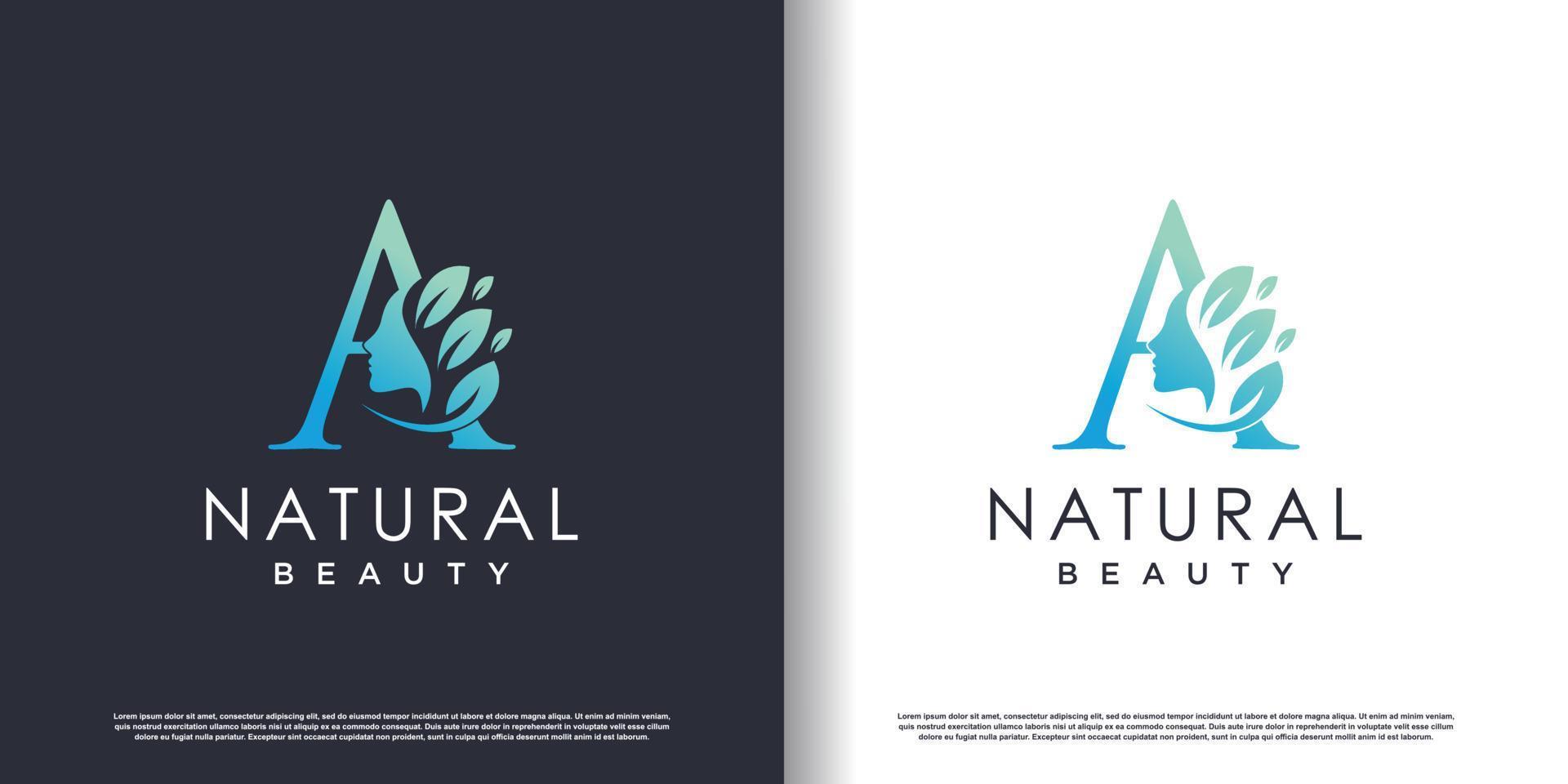 Nature beauty logo template with letter a concept Premium Vector