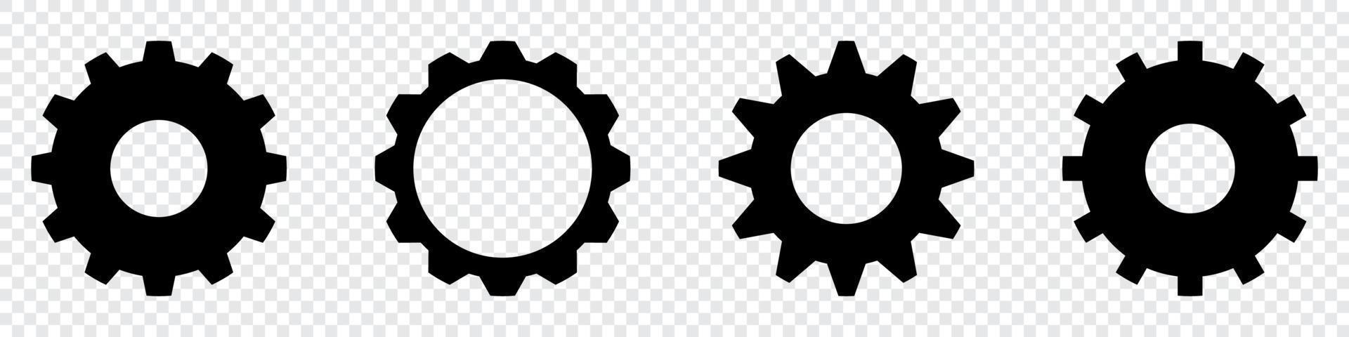 Gear set. Black gear wheel icons. Gear setting vector icon set