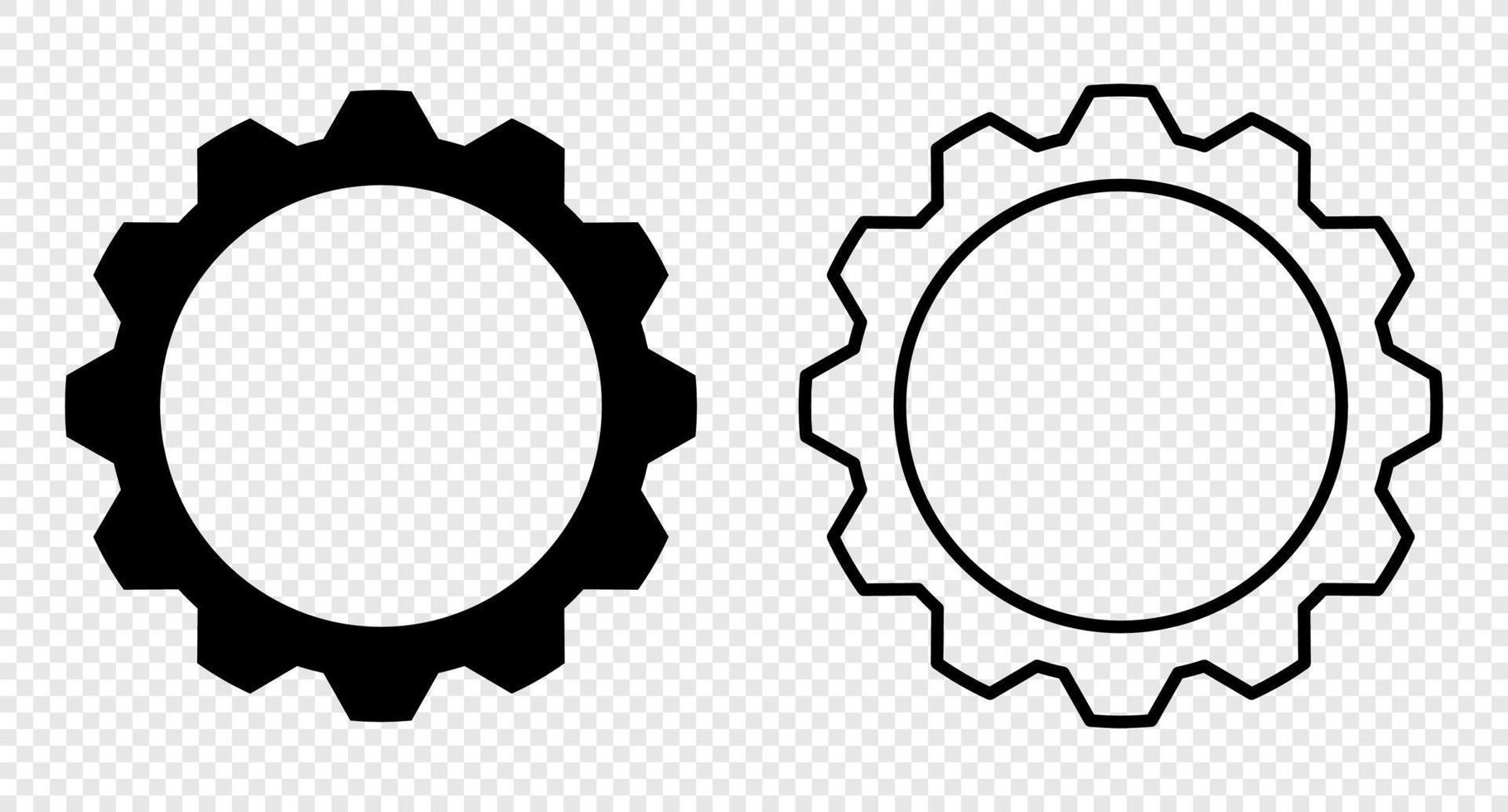 Gear icons. Black gear wheel icons. Gear setting vector icon set. Isolated black gears mechanism and cogwheel. Vector illustration