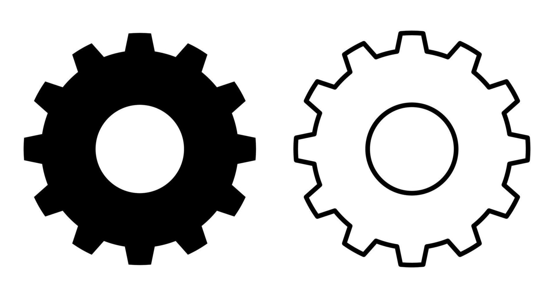 Gear icons. Black gear wheel icons. Gear setting vector icon set. Isolated black gears mechanism and cogwheel. Vector illustration