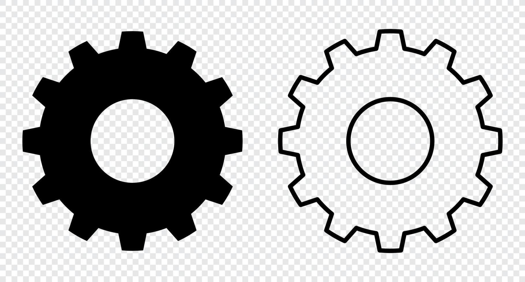 Cogwheel Gear Mechanism. Black silhouette gears on a white