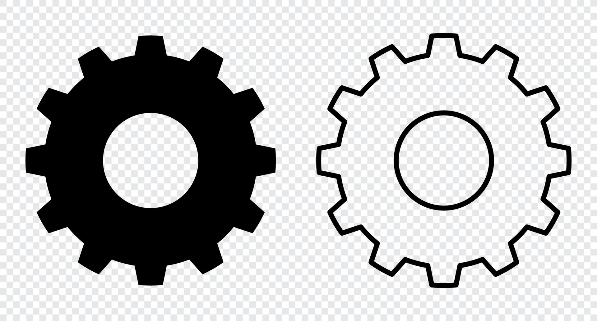Gear icons. Black gear wheel icons. Gear setting vector icon set