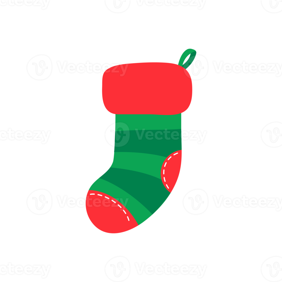 calzini di natale. calzini rossi e verdi con vari motivi per decorazioni natalizie. png