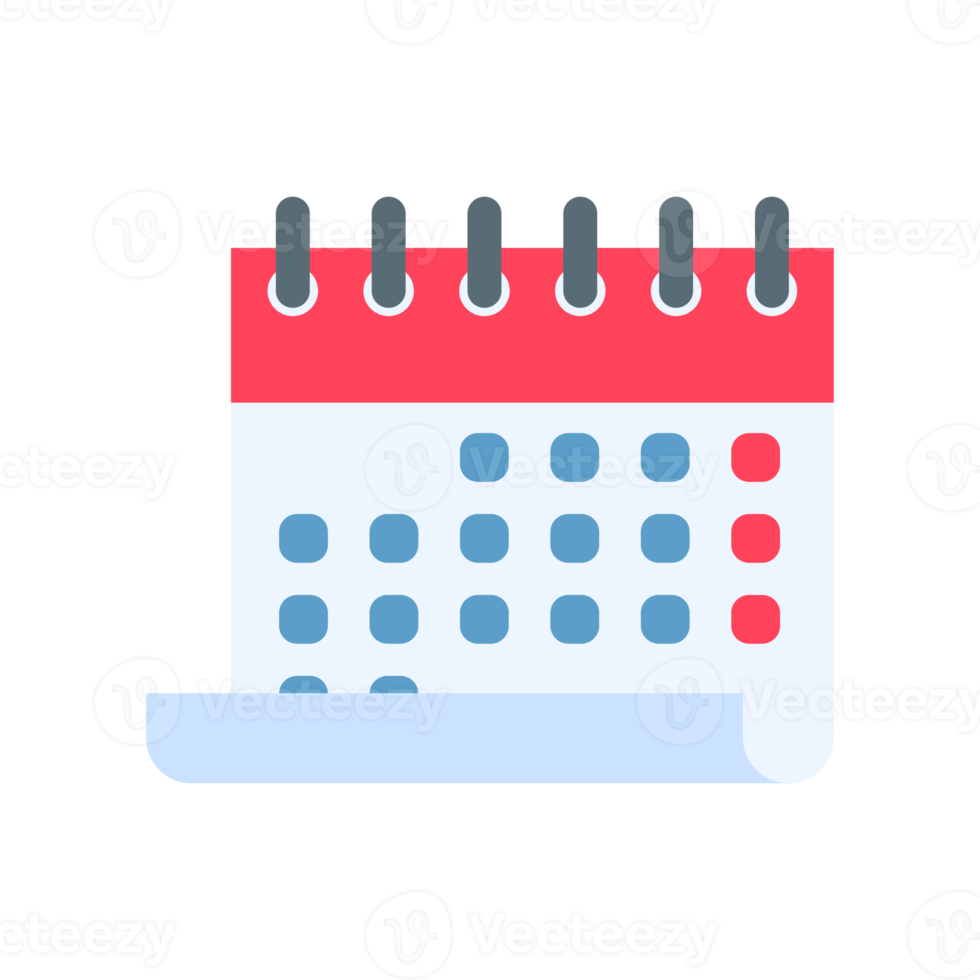 Calendar icon. A red calendar for reminders of appointments and important festivals in the year. png