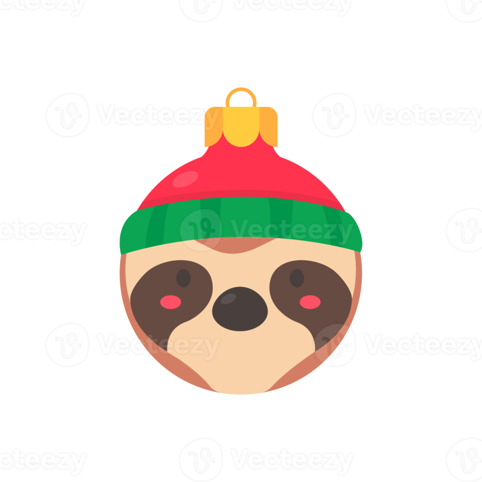 animal face christmas ball wearing a red woolen hat for decoration on Christmas png