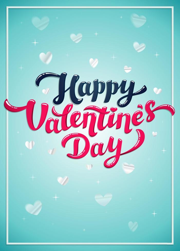 Happy Valentine s day greeting card - love day vector card or poster. Vector illustration.