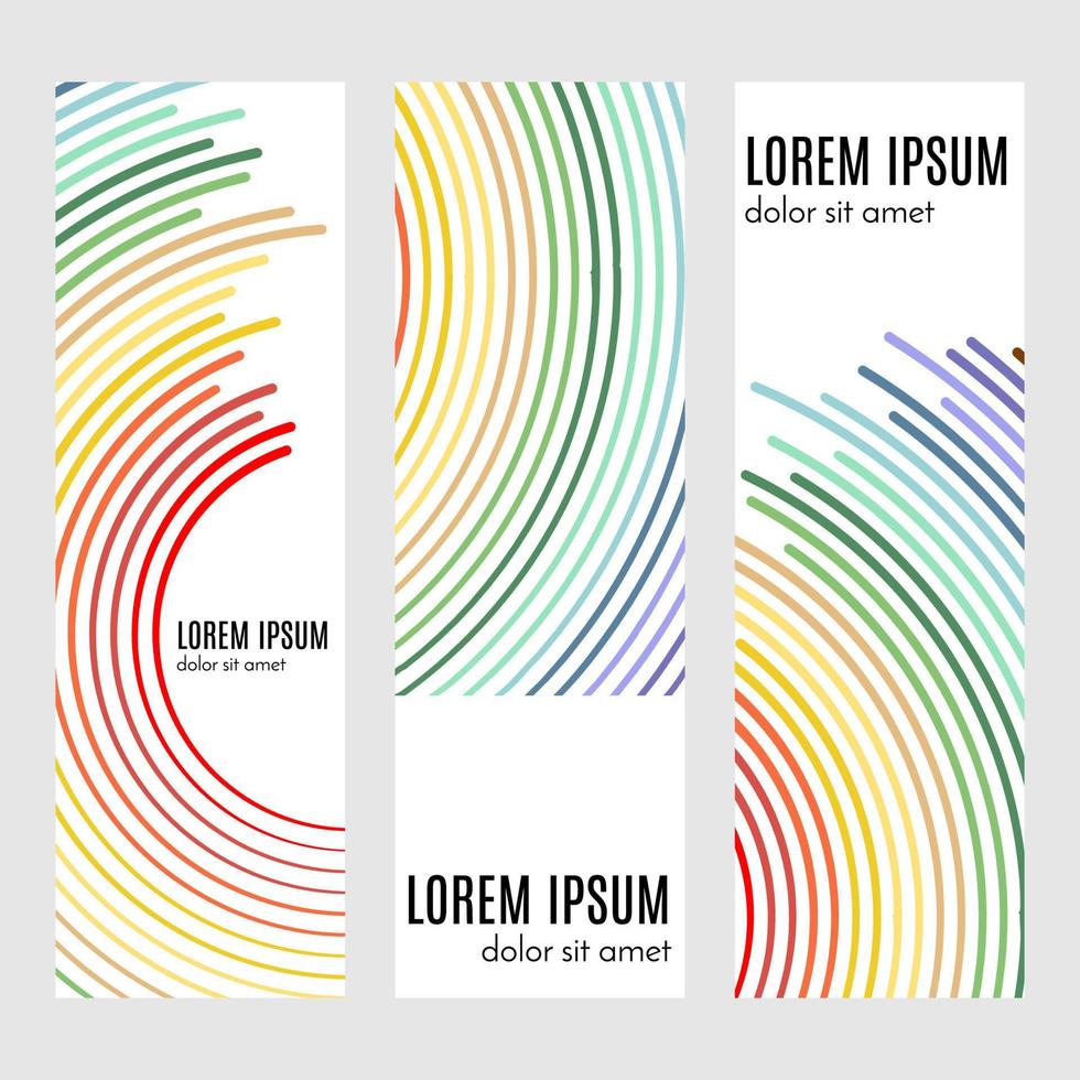 Set of abstract vertical header banners with curved lines and place for text. Colorful backgrounds for web design. Vector illustration