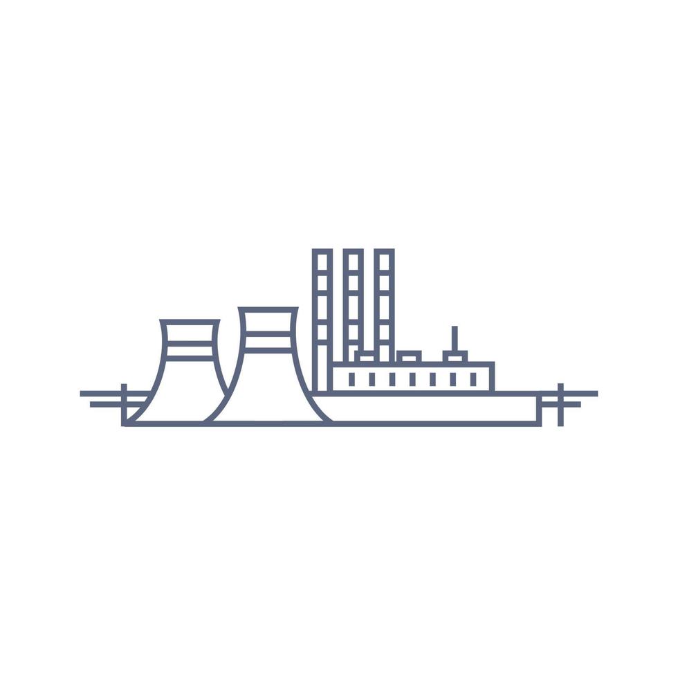 Thermal power plant line icon. Thermoelectric power station - energy generation concept. Vector linear illustration on white background.