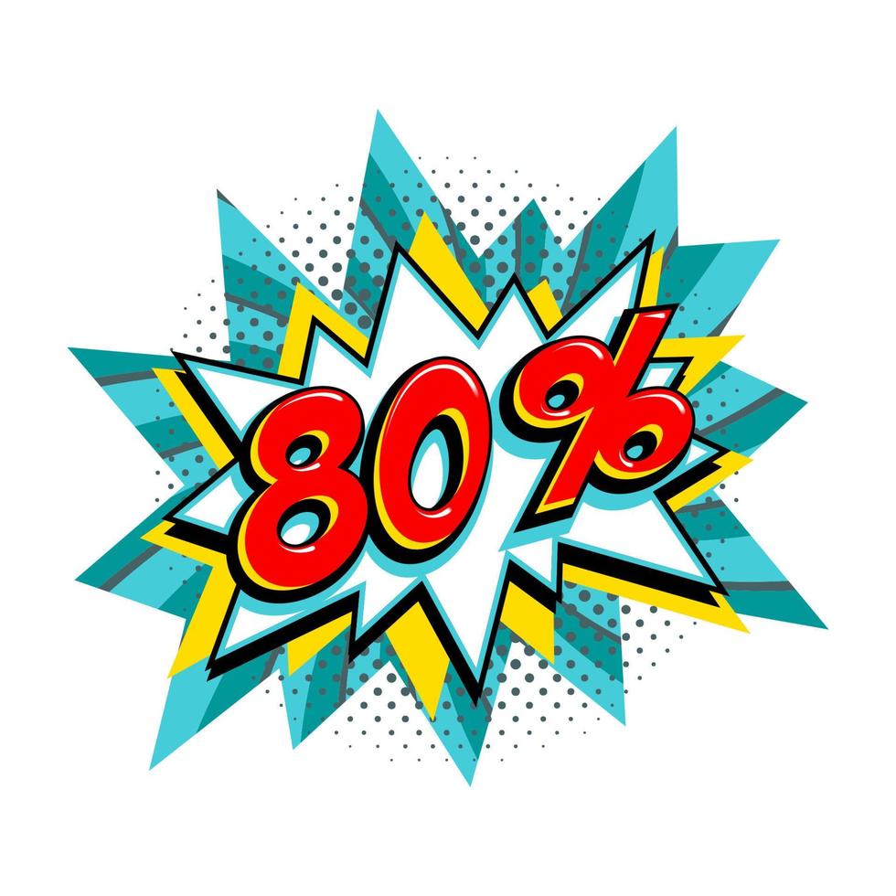 Comic turquoise sale bang balloon - Pop art style discount promotion banner. Vector illustration