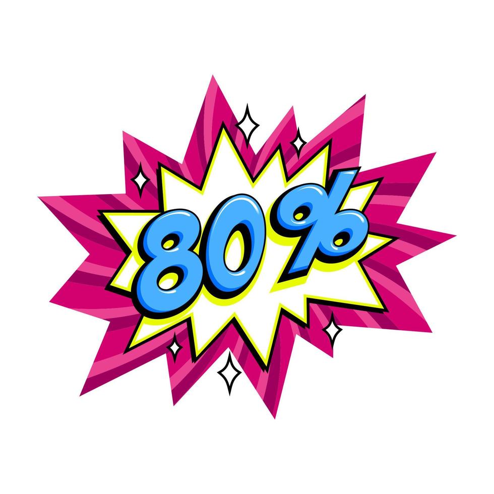 Comic pink sale bang balloon - Pop art style discount promotion banner. Vector illustration