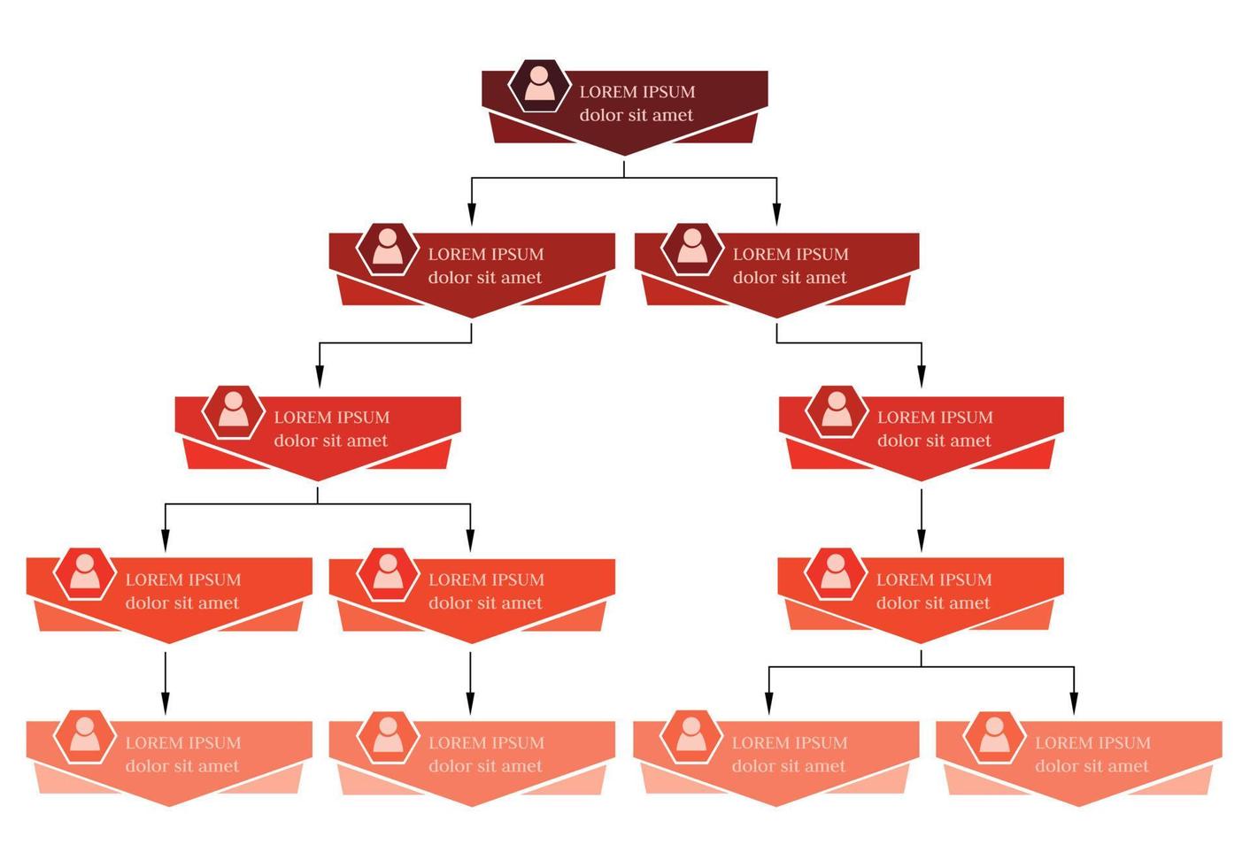 Colorful business structure concept, corporate organization chart scheme with people icons. Vector illustration.