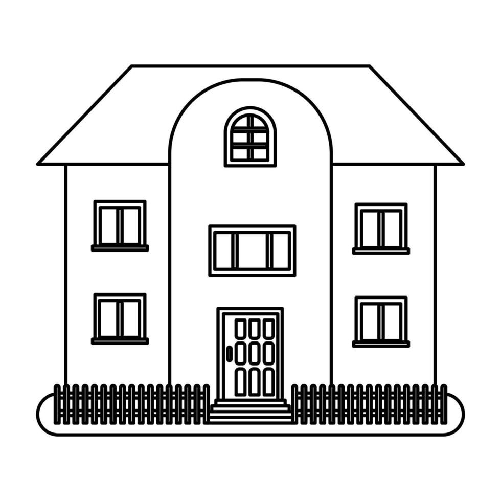 casa en estilo de línea fina sobre fondo blanco. ilustración vectorial vector