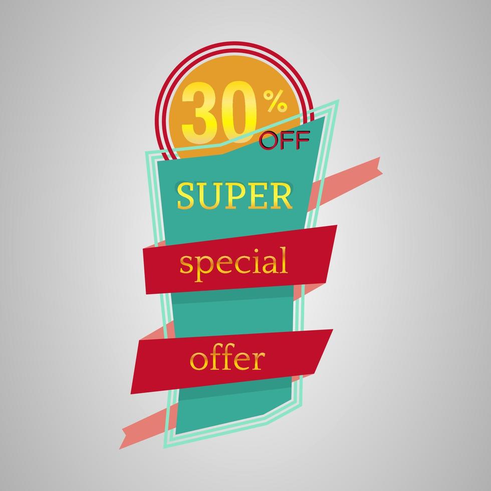 Super special offer banner with ribbon. Vector background with colorful design elements. Vector illustration.