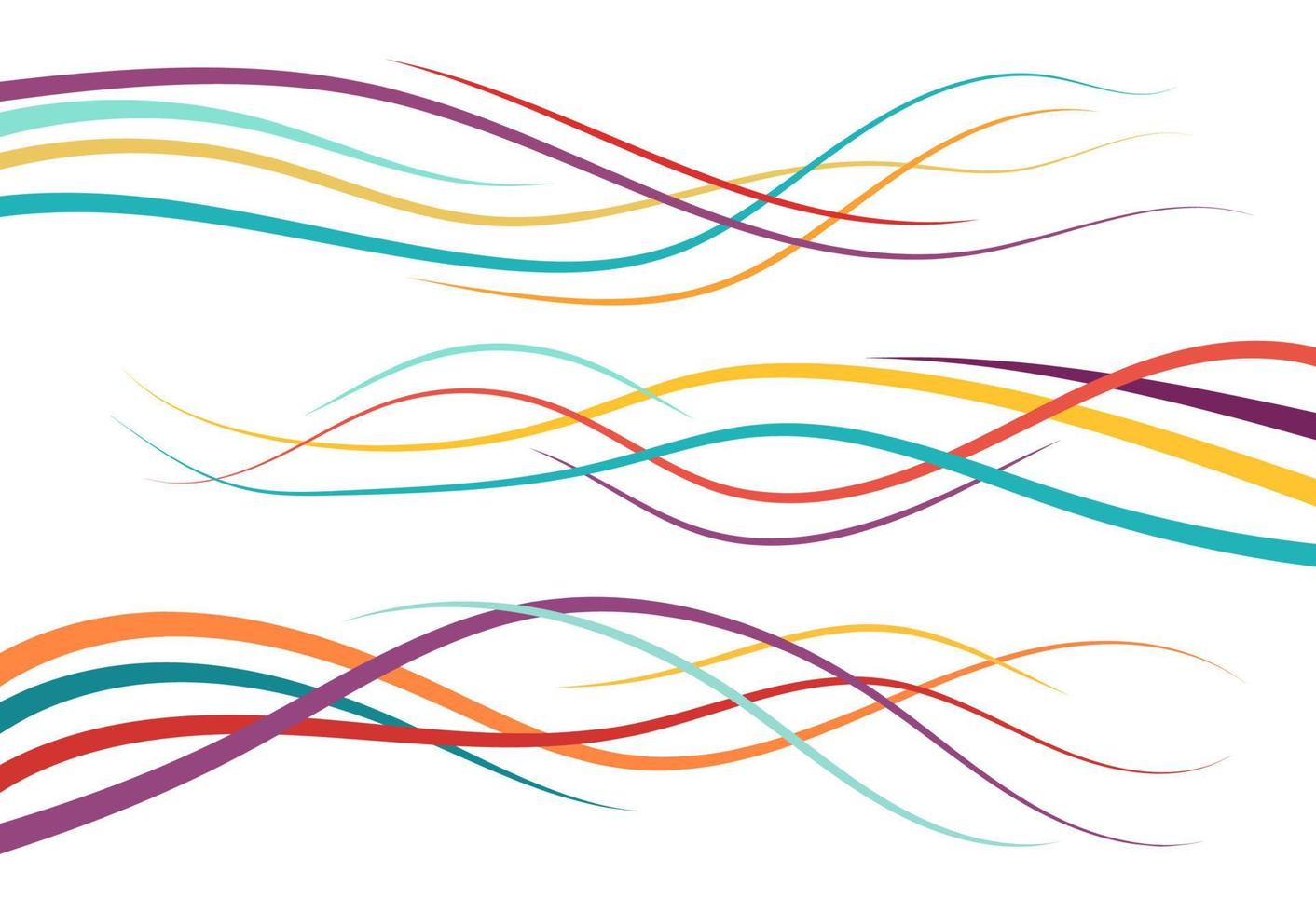 Set of abstract color curved lines. Wave design element. Vector illustration.