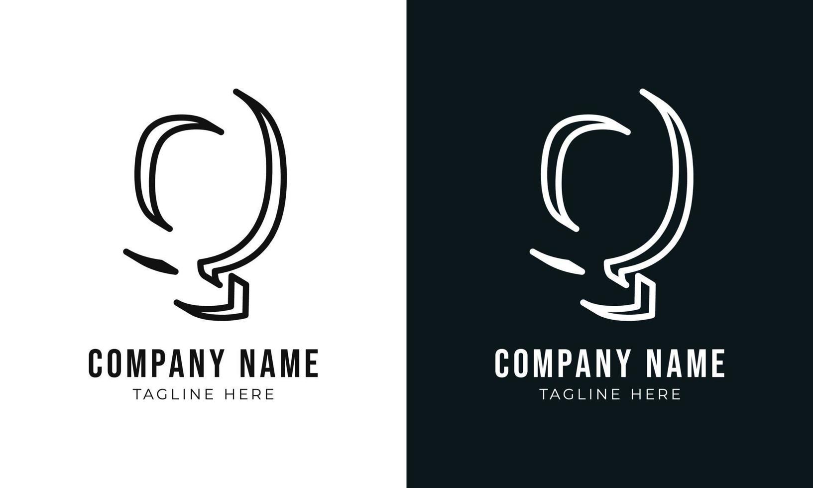 Initial letter q monogram logo design template. Creative outline q typography and black colors vector