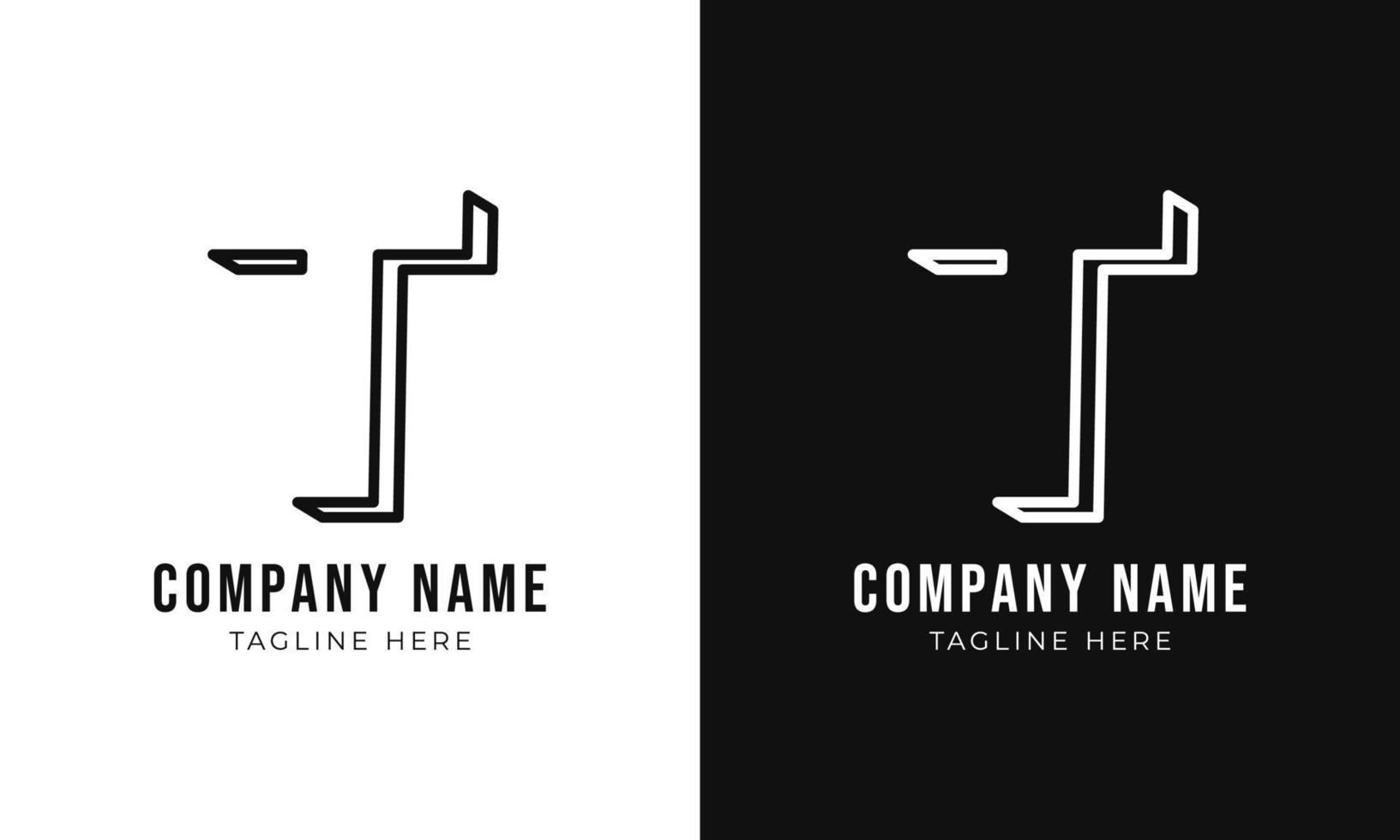 Initial letter t monogram logo design template. Creative outline t typography and black colors. vector