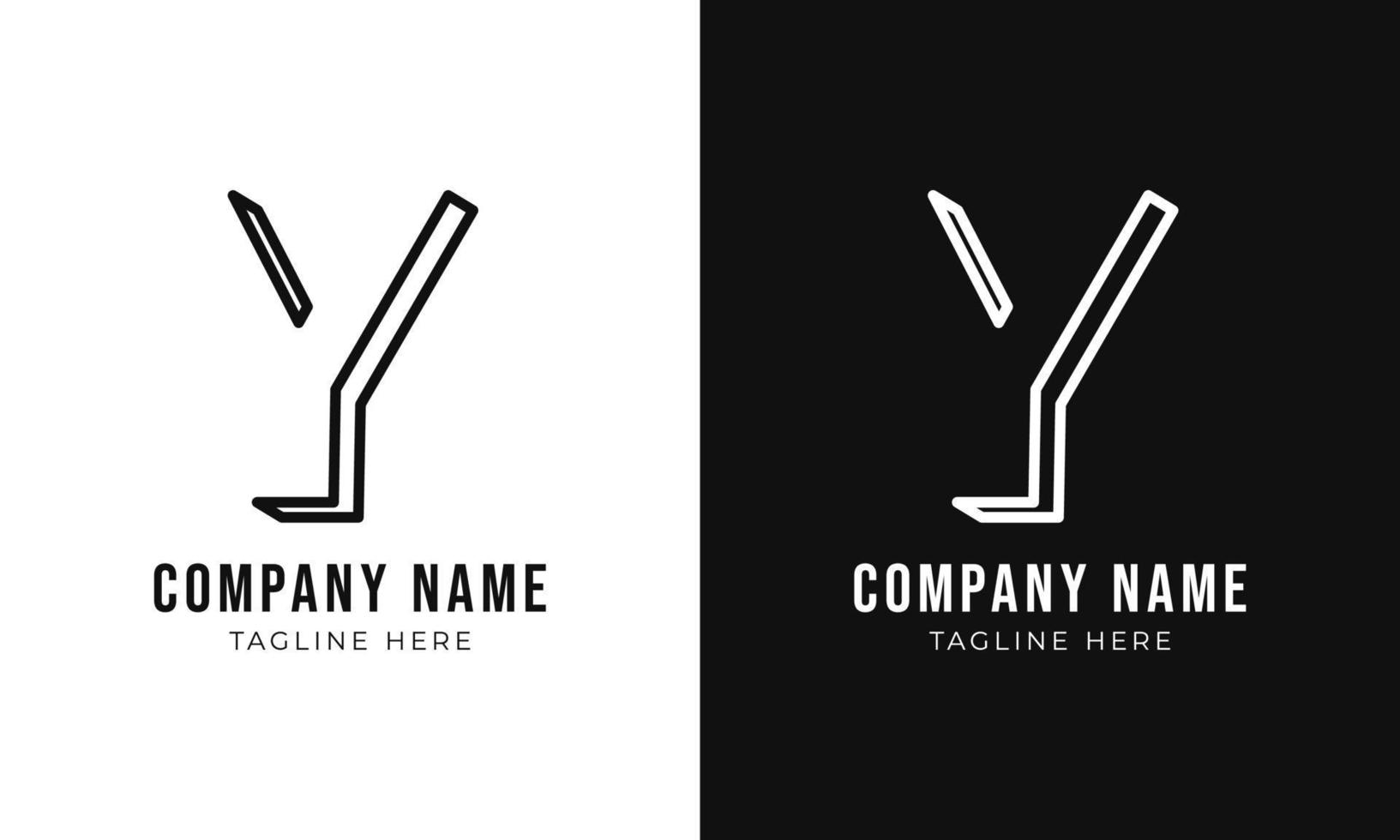 Initial letter y monogram logo design template. Creative outline y typography and black colors. vector