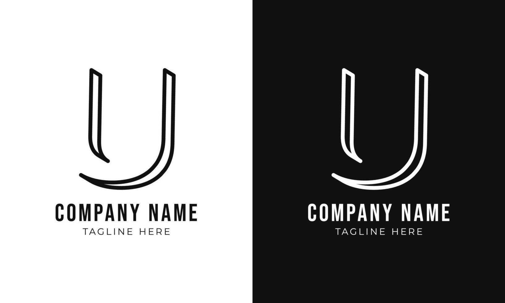 Initial letter u monogram logo design template. Creative outline u typography and black colors. vector