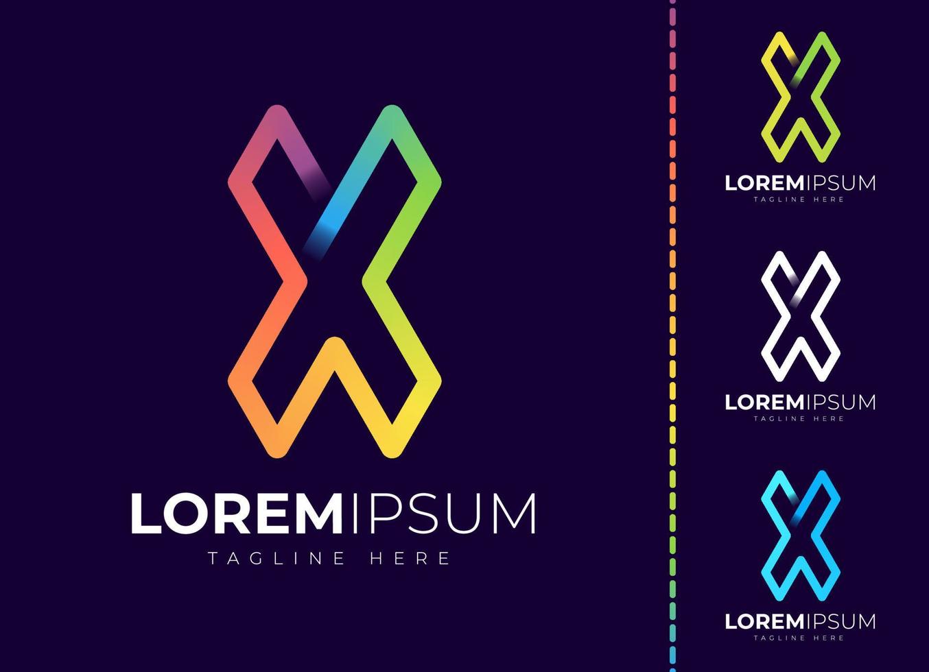 Letter x logo colorful gradient design template vector