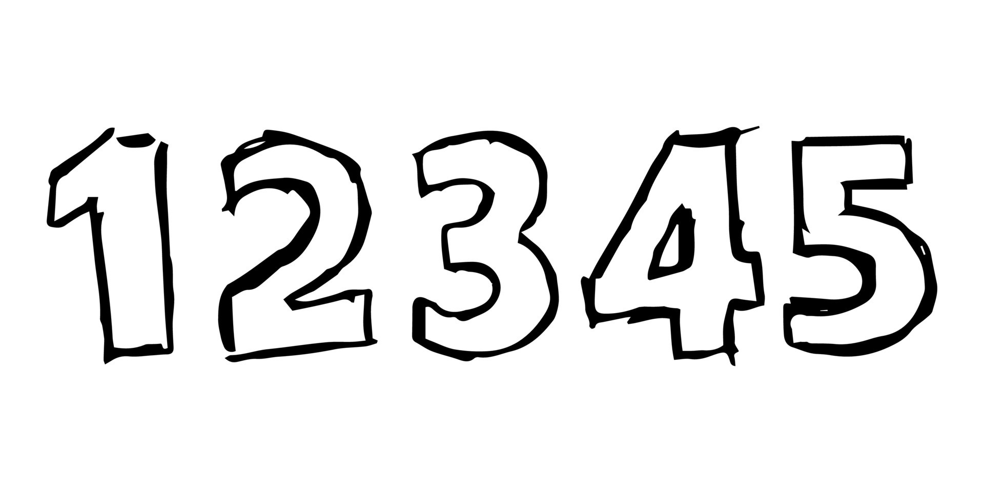 Números dibujados a mano 12345. fuente y tipografía modernas en mayúsculas. símbolos ...