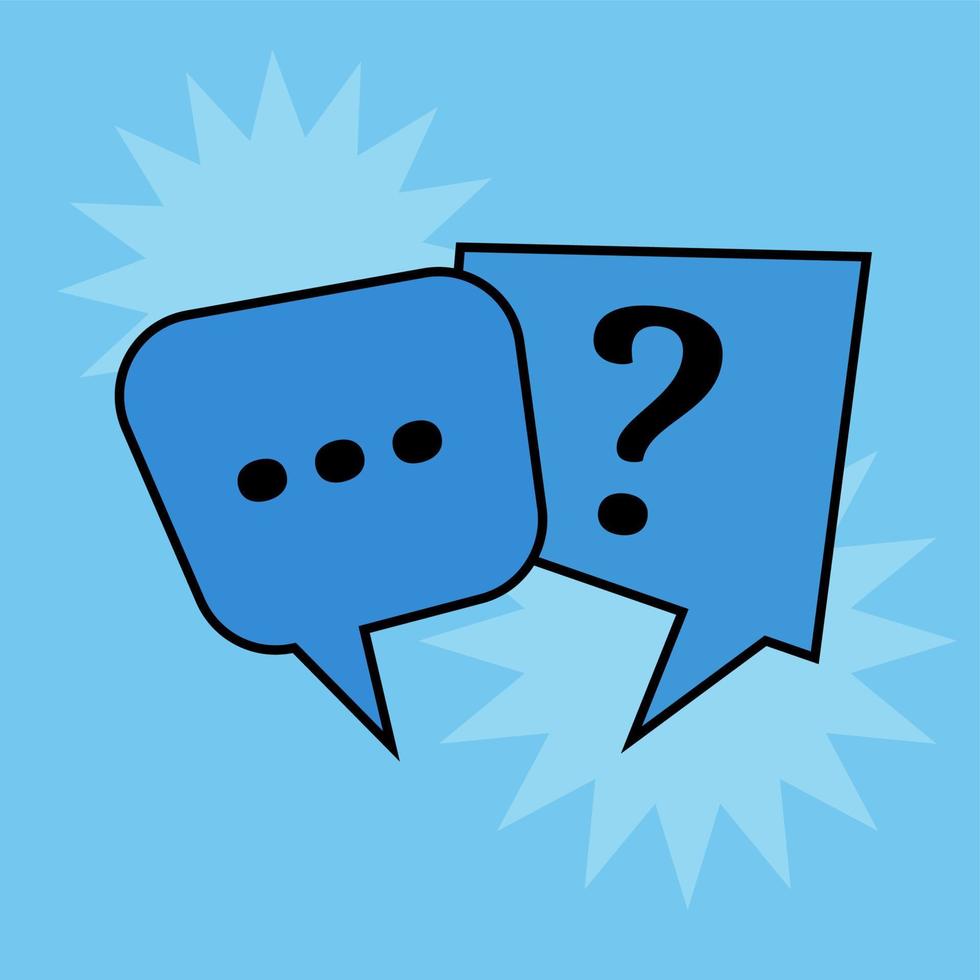 Communication speech bubbles on blue background. Vector illustration